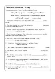 English Worksheet: Wish / If only