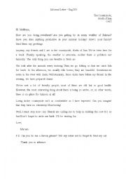 English Worksheet: informal letter