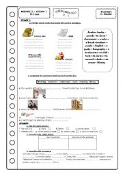 English Worksheet: Module 2 Lesson 1 SCHOOL MEMORIES   Tunisian 9th form sts