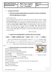 English Worksheet: ordinary test number one