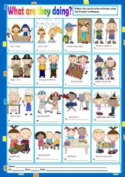 English Worksheet: WHAT ARE THEY  DOING? -