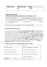 English Worksheet: test 1 ,9th form