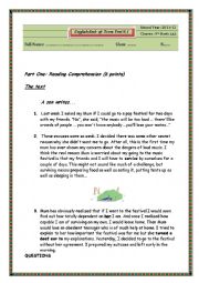 English Worksheet: mid-term test(9)