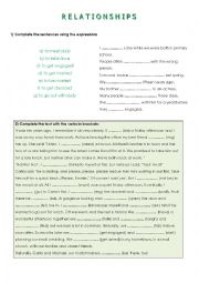 English Worksheet: Relationships vocabulary/Past simple