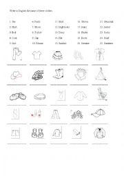 English Worksheet: Clothes