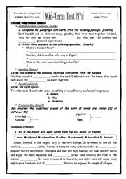 English Worksheet: Mid- Term Test