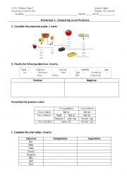 English Worksheet: Comparing Local Products