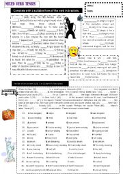 English Worksheet: Mixed Verbal Tenses(with key)