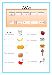 English Worksheet: Using  A or An