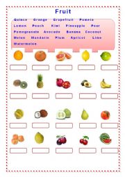 English Worksheet: Fruit vocabulary