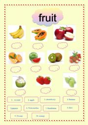 English Worksheet: fruit