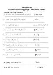 English Worksheet: Tenses Revision