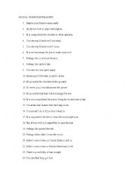 English Worksheet: rephrasing sentences using modal verbs