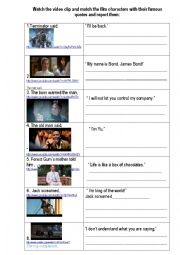English Worksheet: short quotes from movies