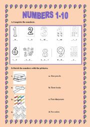 English Worksheet: NUMBERS 1-10