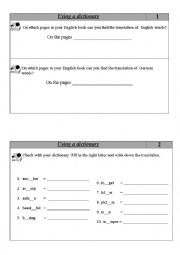 English Worksheet: Using a dictionary