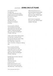 English Worksheet: leaving on a jet plane (john denver)