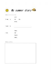 English Worksheet: My summer diary