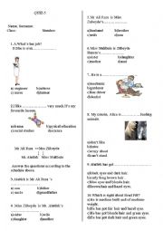 English Worksheet: quiz for 6th graders