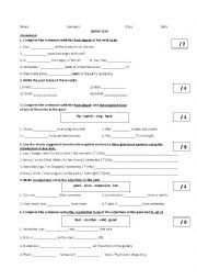 English Worksheet: Grammar Test