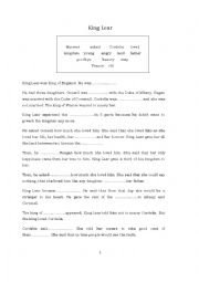 English Worksheet: King Lear for Elementary students