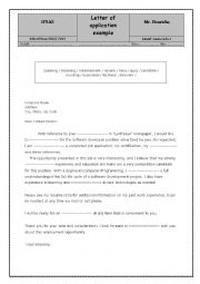 English Worksheet: letter of application