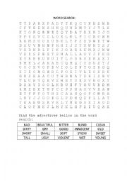 English Worksheet: Adjectives Word Search