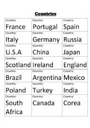 Countries Board Game