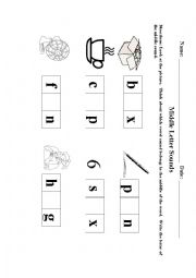 English Worksheet: Middle Letter Vowel Sounds