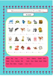 English Worksheet: the animals