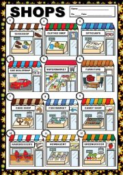 English Worksheet: SHOPS