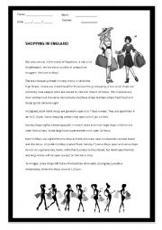 English Worksheet: Shopping in England