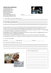 English Worksheet: Young Wild and Free