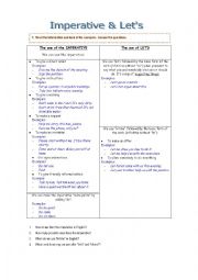 English Worksheet: IMPERATIVE & LETS 