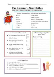 English Worksheet: The Emperors New Clothes Wsh