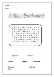 English Worksheet: Autumn wordsearch