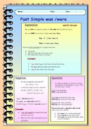 English Worksheet: Past Simple was / were