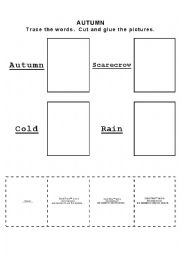English Worksheet: Autumn Vocabulary- Cut and Paste
