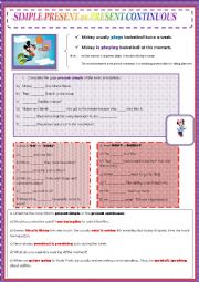 English Worksheet: SIMPLE PRESENT vs PRESENT CONTINOUS