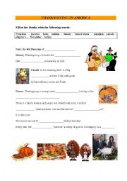 English Worksheet: Thanksgiving tradition - Worksheet