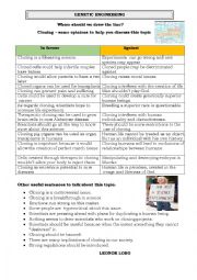 English Worksheet: Cloning - Discussing the Pros and the Cons