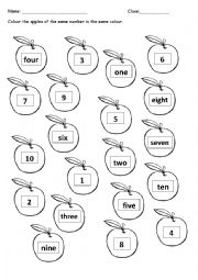 English Worksheet: Numbers from 1 to 10 in words and numerals