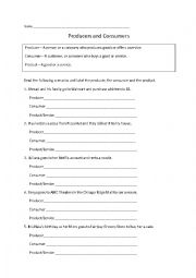 English Worksheet: Workers and Consumers