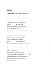 English Worksheet: Youve Got A Friend In Me - Toy Story