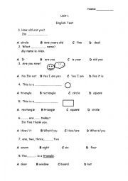 English Worksheet: Unit 1 test My Birthday
