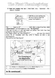 English Worksheet: Thanksgiving part 1/2