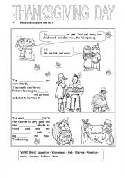 English Worksheet: Thanksgiving part  2/2