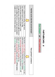 English Worksheet: Past Simple or Continuous, Partner Card