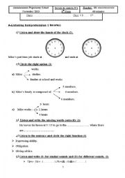 English Worksheet: Mid Term test 1 8 form