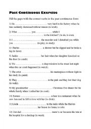 English Worksheet: Past continuous exercise